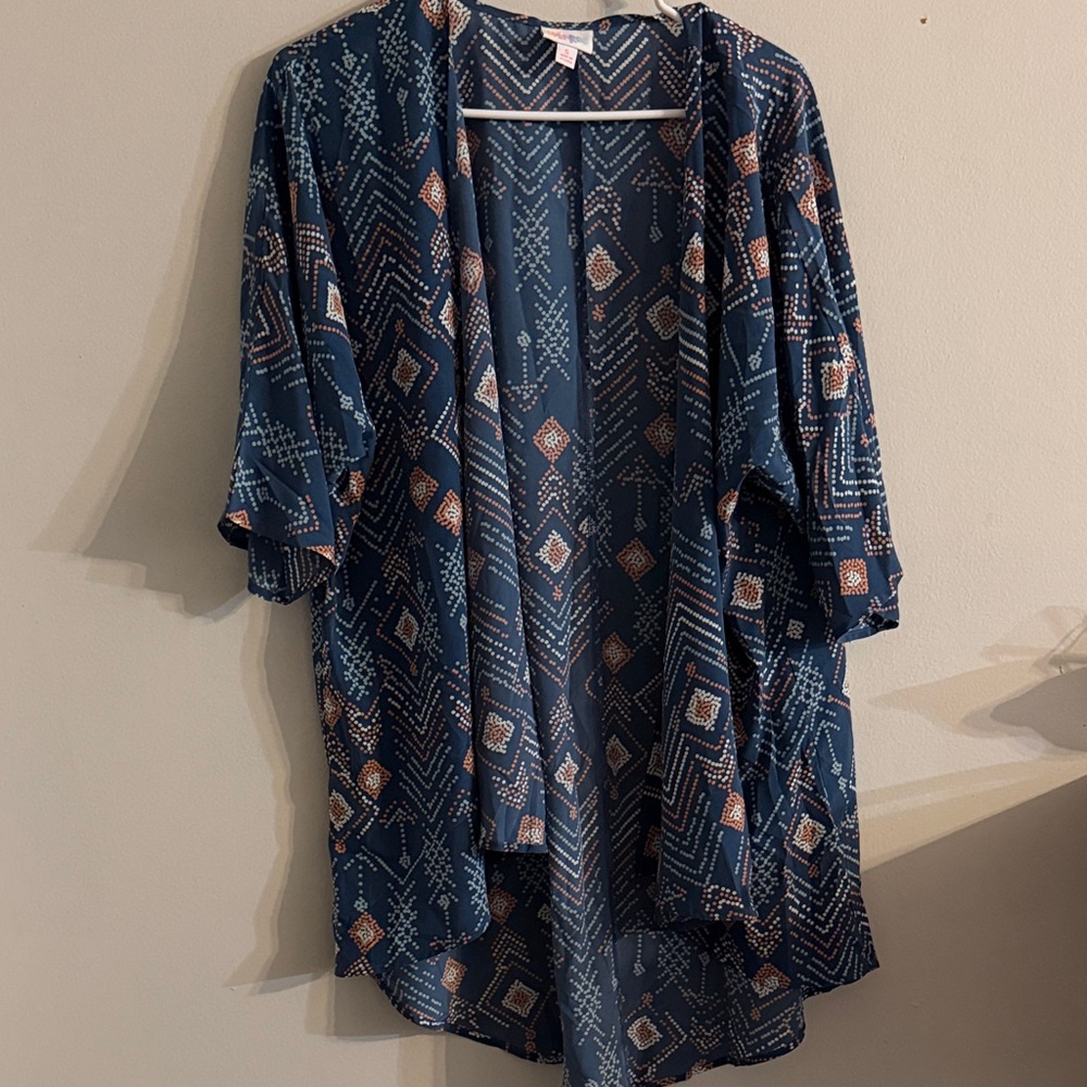 Blue Patterned Kimono Cardigan